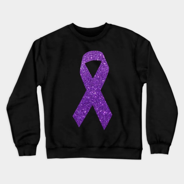 Purple Faux Glitter Awareness Ribbon Crewneck Sweatshirt by Felicity-K